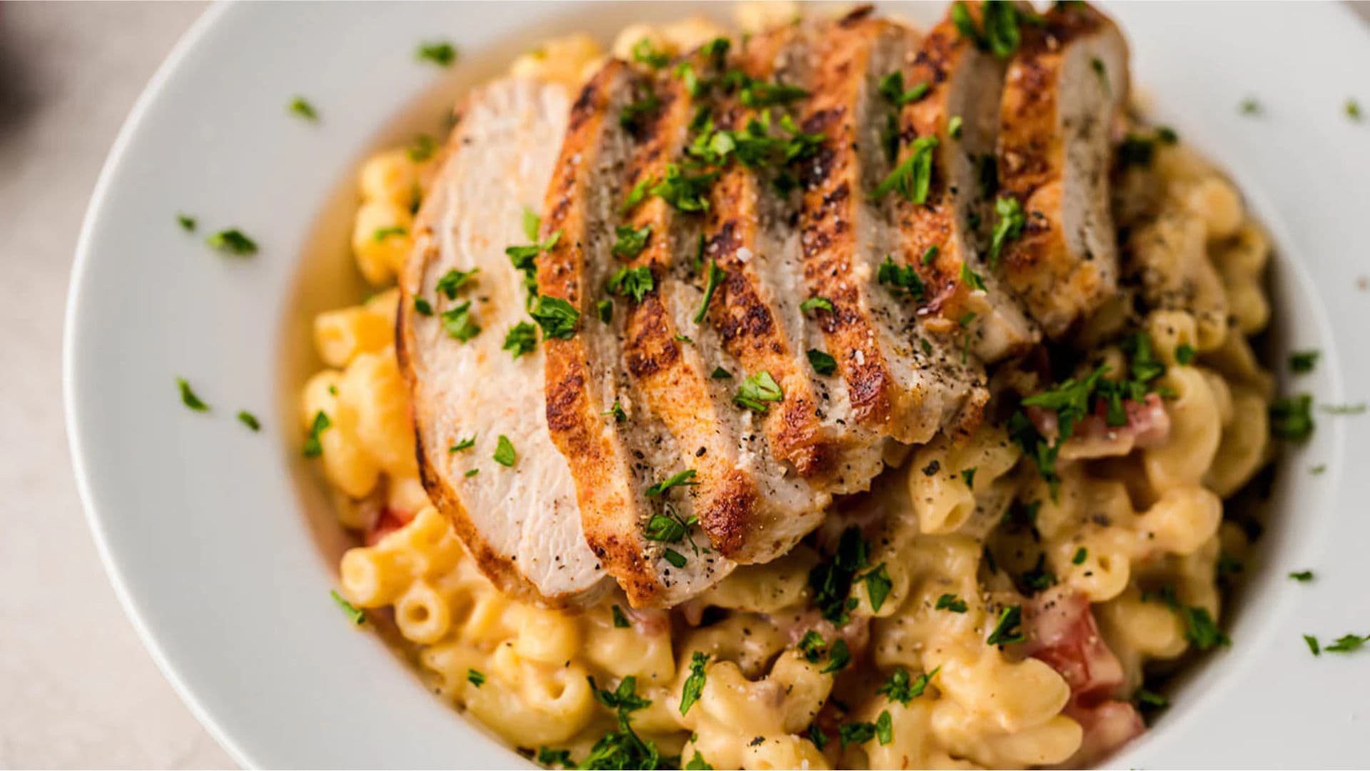 High Protein Grilled Chicken Mac & Cheese