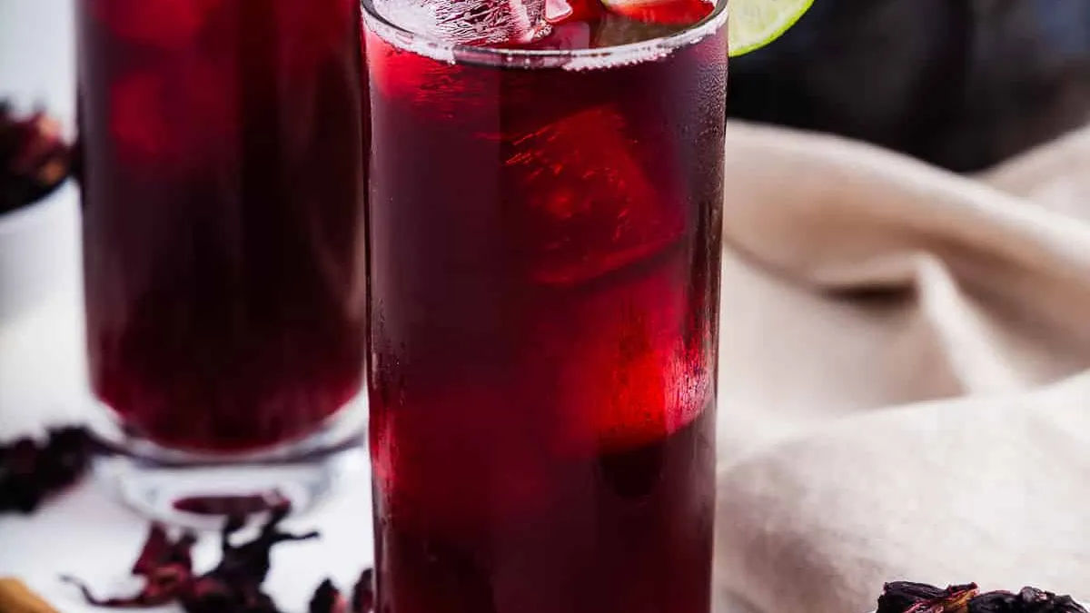 Hibiscus Coconut Iced Tea with Chia