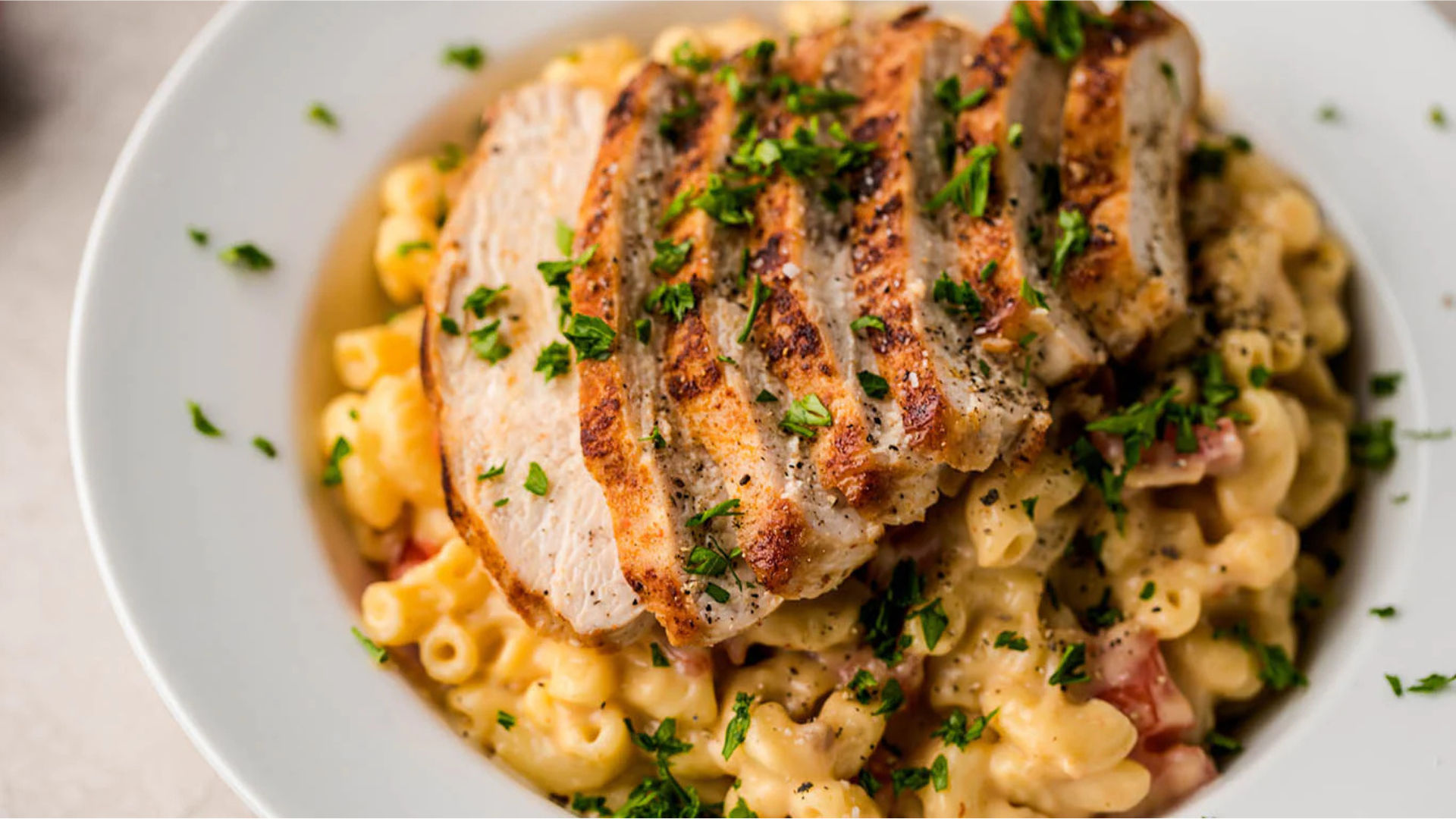 High Protein Grilled Chicken Mac & Cheese
