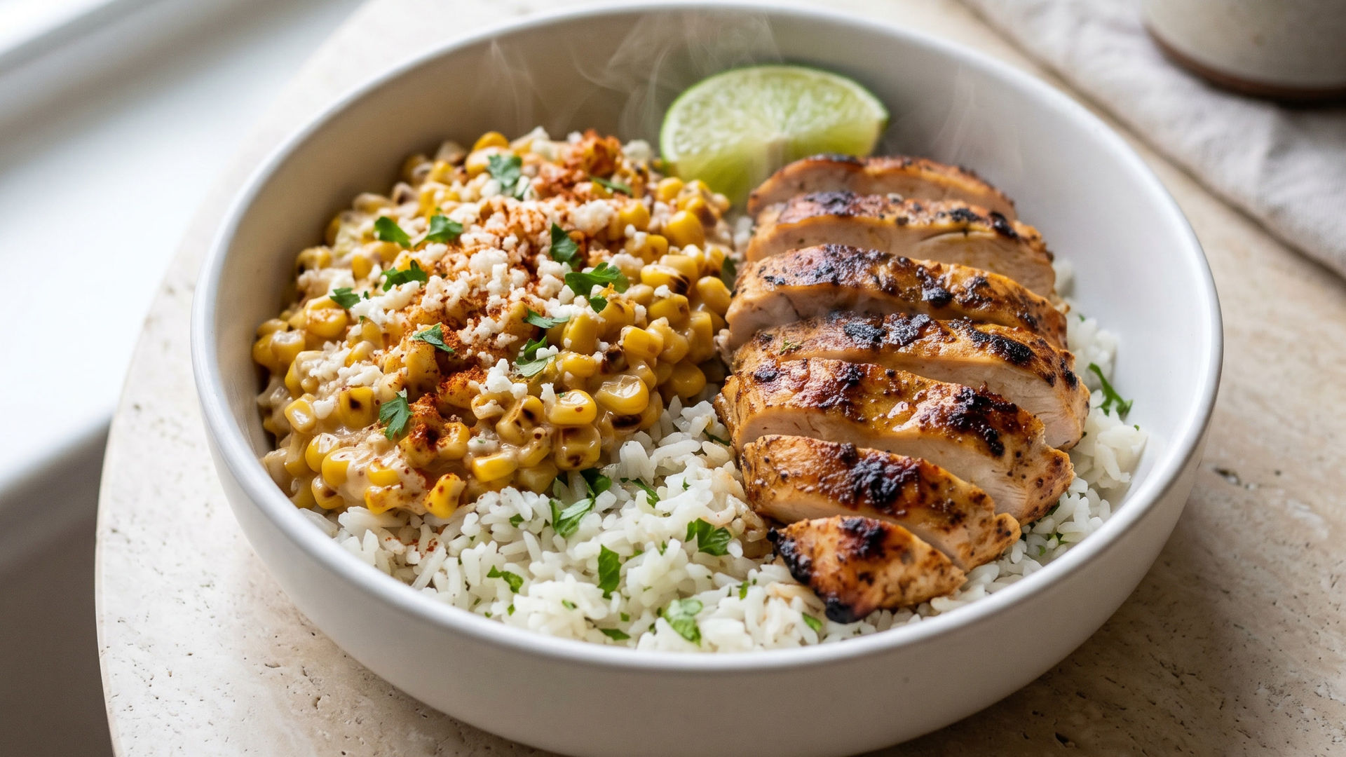 Old Bay Street Corn Chicken Bowls