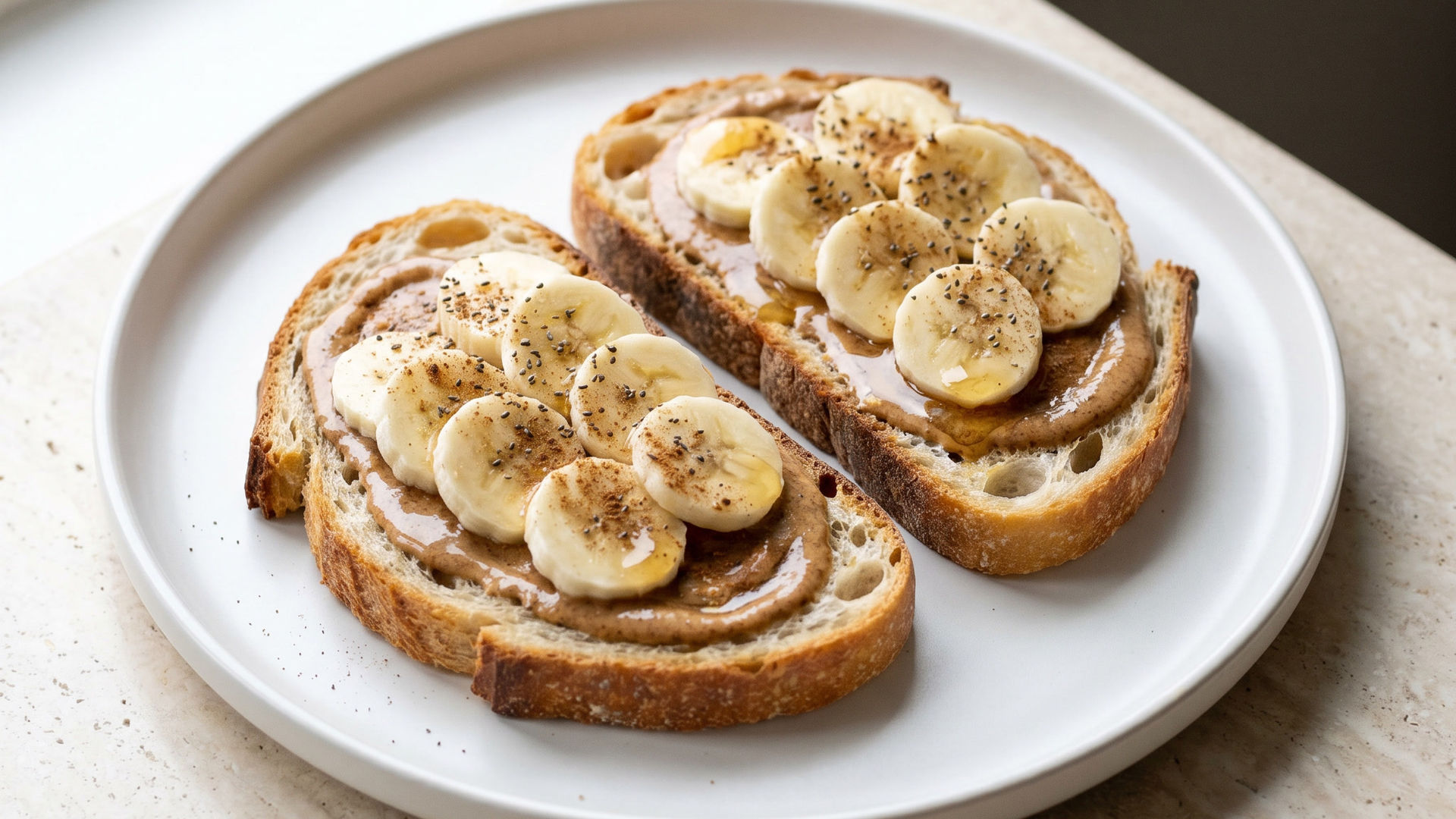 Sourdough with Almond Butter & Banana (2 Slices)