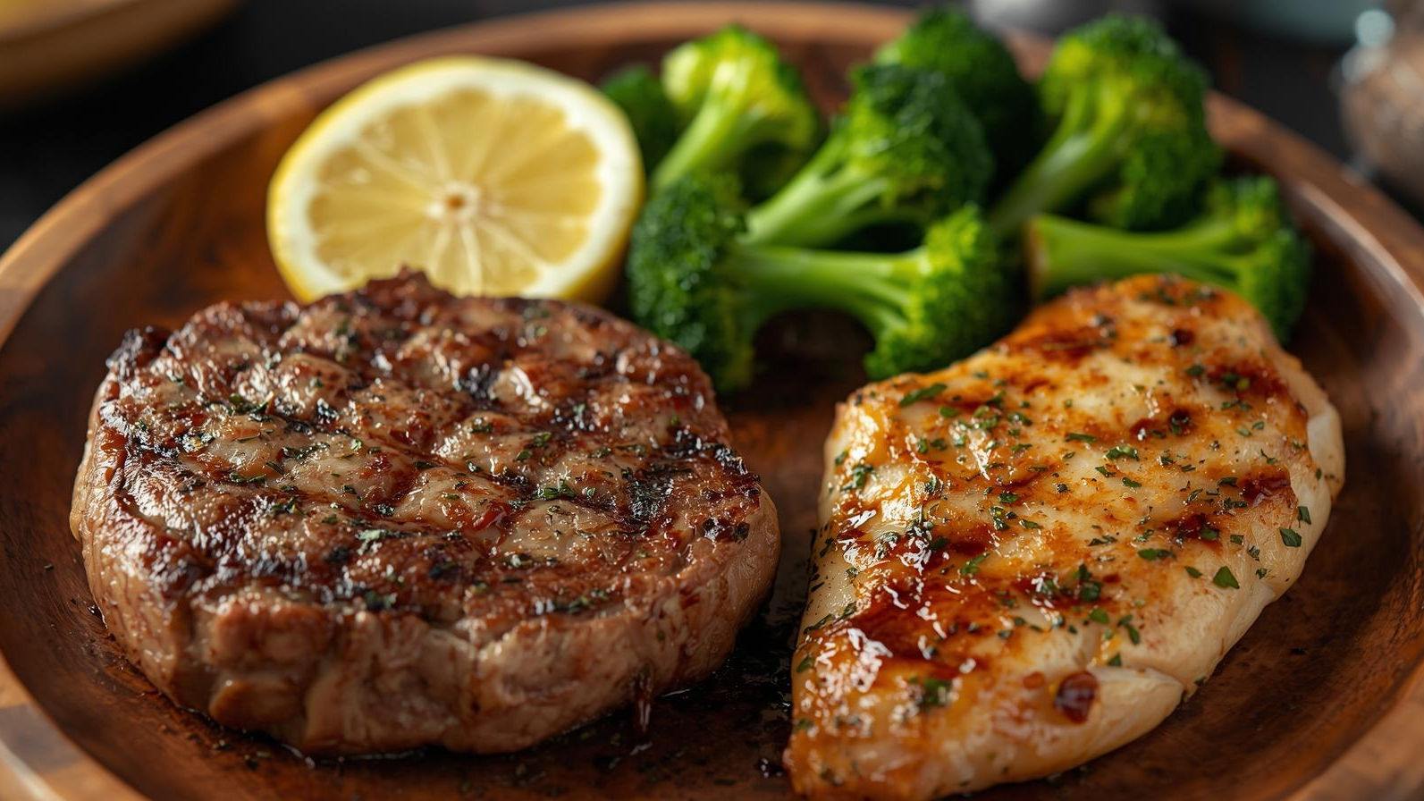 Steak & Grilled Lemon Herb Chicken